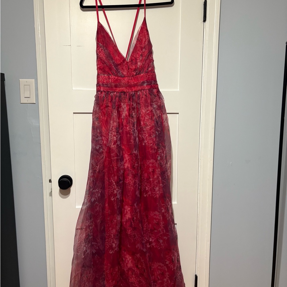 Elegant Red Floral Gown